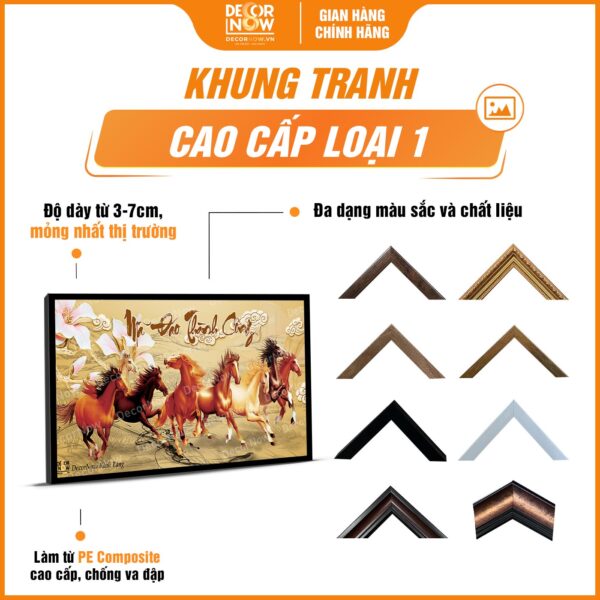 Khung tranh treo tường in ngang phong thủy Mã Đáo Thành Công DecorNow TC485