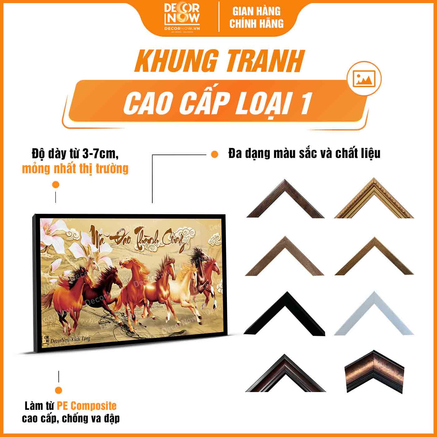 Khung tranh treo tường phong thủy Mã Đáo Thành Công DecorNow TC485