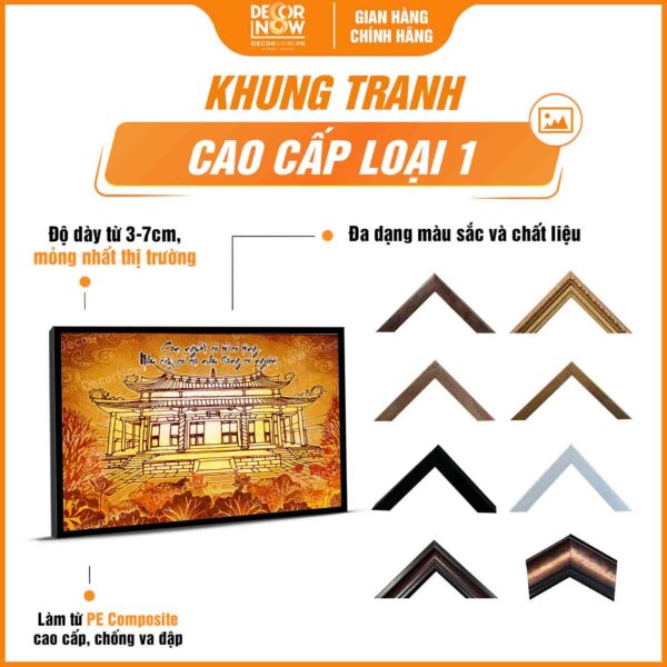 Khung tranh trúc chỉ in ngang cung đình có câu đối DecorNow TC525