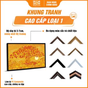 Khung tranh trúc chỉ in ngang họa tiết nguyên cây bồ đề DecorNow TC491