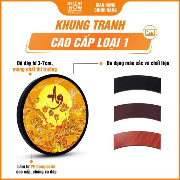 Khung tranh trúc chỉ in tròn chữ An và hoa sen DecorNow TC496