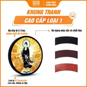 Khung tranh trúc chỉ Diêu Trì Địa Mẫu kèm hoa sen DecorNow TC533