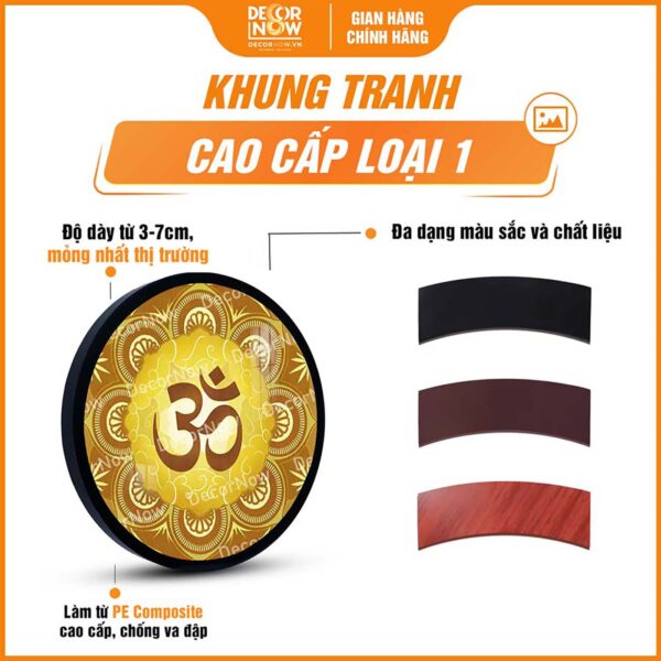 Khung tranh trúc chỉ in tròn mẫu Mandala chữ Om DecorNow TC540