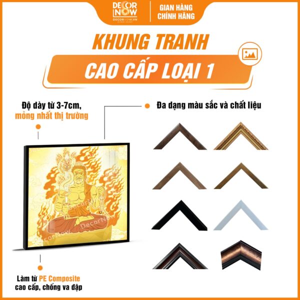 Khung tranh trúc chi in vuông Bất Động Minh Vương DecorNow TC557