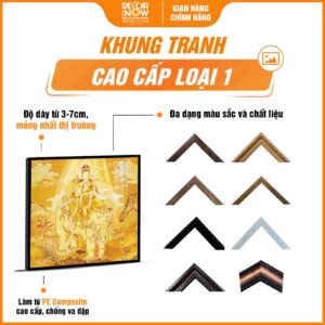 Khung tranh trúc chỉ in vuông hình Phổ Hiền Bồ Tát DecorNow TC555