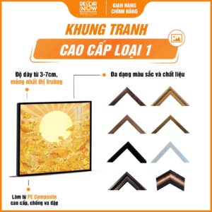 Khung tranh trúc chỉ in vuông sen tia trời DecorNow TC541