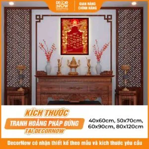 Kích thước phong thủy bài vị Thần Tài Thổ Địa tiếng Việt màu đỏ DecorNow TC495