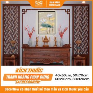 Kích thước phong thủy tranh đèn hiện đại in đứng treo tường hoa sen trắng DecorNow HD5