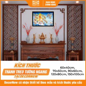 Kích thước tranh đèn hiện đại in ngang Tây Phương Thánh Chúng mã HD16