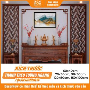 Kích thước phong thủy tranh đèn hiện đại in ngang treo tường sông núi HD96