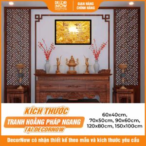 Kích thước phong thủy tranh trúc chỉ in ngang chữ 