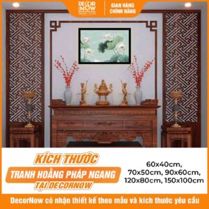 Kích thước tranh đèn hiện đại treo tường in ngang hoa sen hồng DecorNow HD31