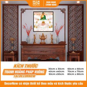 Kích thước tranh hiện đại in vuông mây trời Phật A Di Đà DecorNow HD90