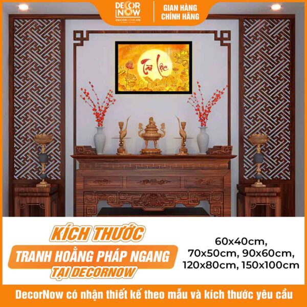 Kích thước tranh trúc chỉ in ngang chữ thư pháp Tài Lộc DecorNow TC488