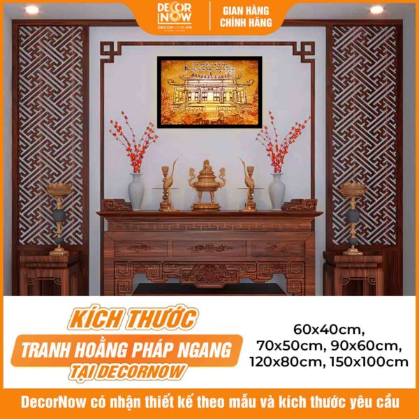 Kích thước tranh trúc chỉ in ngang cung đình có câu đối DecorNow TC525