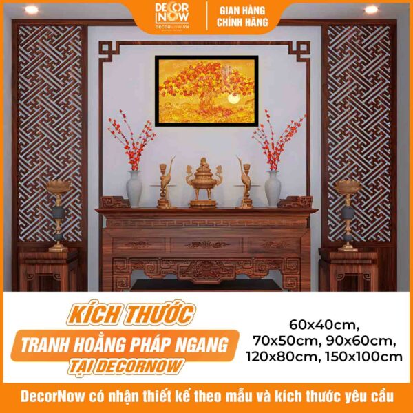 Kích thước tranh trúc chỉ in ngang họa tiết nguyên cây bồ đề DecorNow TC491