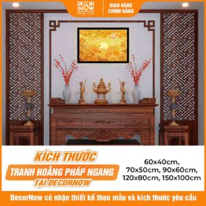 Kích thước tranh trúc chỉ in ngang lá bồ đề và hoa lá sen DecorNow TC505