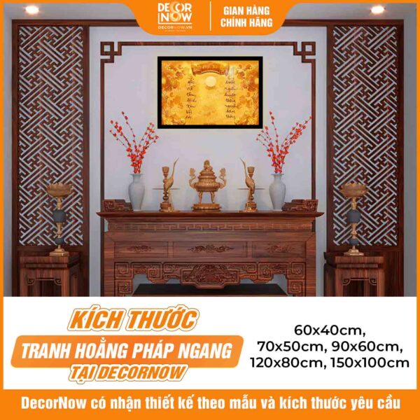 Kích thước tranh Trúc Chỉ In Ngang Mẫu Cửu Huyền Thất Tổ Font Chữ TNH DecorNow TC523