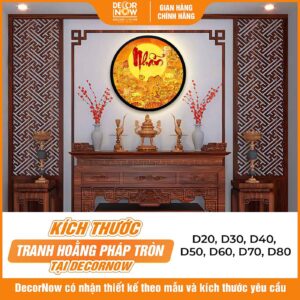 Kích thước tranh trúc chỉ in tròn chữ nhẫn DecorNow TC481