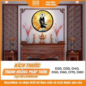 Kích thước tranh trúc chỉ Diêu Trì Địa Mẫu kèm hoa sen DecorNow TC533