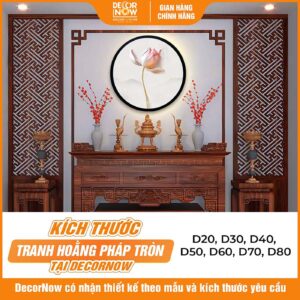 Kích thước tranh trúc chỉ tròn hoa sen kiểu 2 TC480