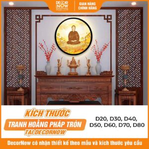 Kích thước tranh trúc chỉ in tròn Huỳnh Đức Giáo Chủ DecorNow TC552