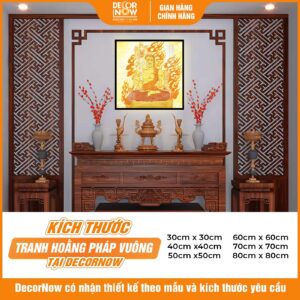 Kích thước tranh trúc chi in vuông Bất Động Minh Vương DecorNow TC557