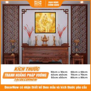 Kích thước tranh trúc chỉ in vuông hình Phổ Hiền Bồ Tát DecorNow TC555