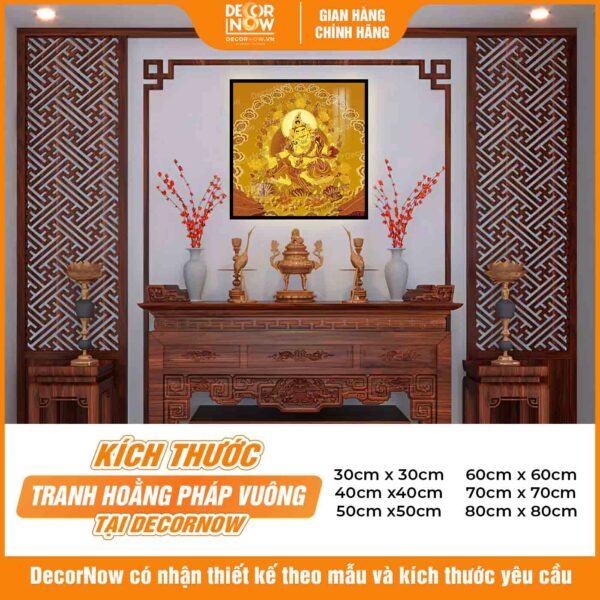 Kích thước tranh trúc chỉ in vuông Hoàng Thần Tài DecorNow TC519