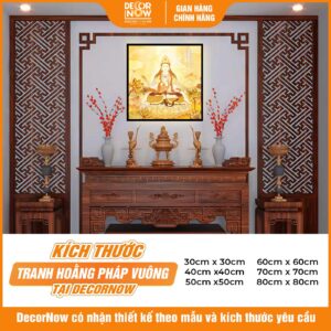 Kích thước tranh trúc chi in vuông Như Lai Đại Nhật DecorNow TC554