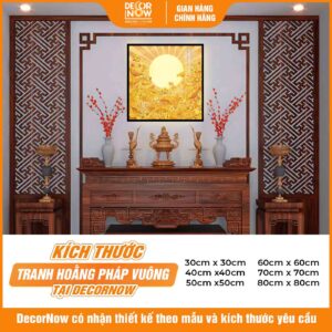 Kích thước tranh trúc chỉ in vuông sen tia trời DecorNow TC541