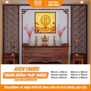 Kích thước tranh trúc chi in vuông Thiên Thủ Thiên Nhãn DecorNow TC547