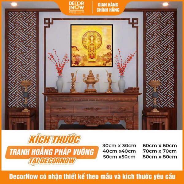 Kích thước tranh trúc chi in vuông Thiên Thủ Thiên Nhãn DecorNow TC547