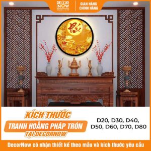 Kích thước tranh trúc chỉ tròn chữ Phúc màu đỏ TC487