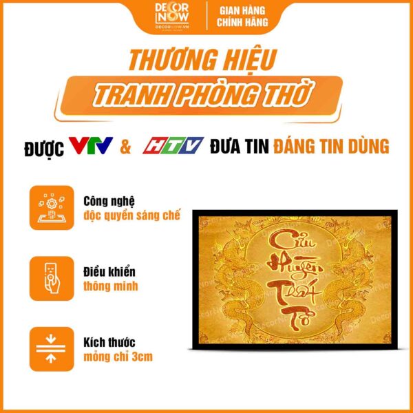 Tổng quan tranh trúc chỉ in ngang chữ thư pháp Cửu Huyền Thất Tổ DecorNow TC486