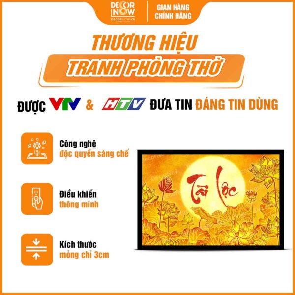 Tổng quan tranh trúc chỉ in ngang chữ thư pháp Tài Lộc DecorNow TC488