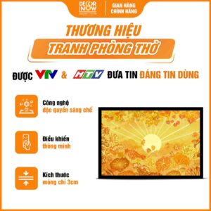 Tổng quan tranh trúc chỉ in ngang lá bồ đề và hoa lá sen DecorNow TC505