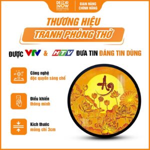 Giới thiệu chung tranh trúc chỉ in tròn chữ An và hoa sen DecorNow TC496