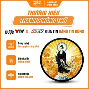 Tổng quan tranh trúc chỉ Diêu Trì Địa Mẫu kèm hoa sen DecorNow TC533