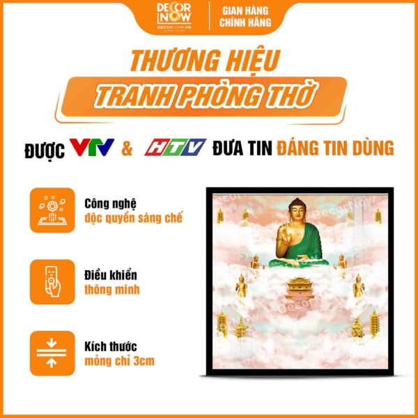 Giới thiệu chung tranh hiện đại in vuông mây trời Phật A Di Đà DecorNow HD90