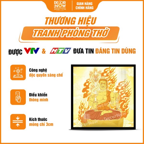 Giới thiệu chung tranh trúc chi in vuông Bất Động Minh Vương DecorNow TC557