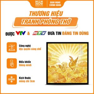 Tổng quan về tranh trúc chỉ in vuông sen trời chim hạc DecorNow TC544