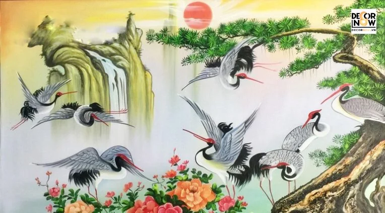 Tranh phong thủy cho người mệnh thủy giúp thu hút tài lộc, vượng khí 14 tranh chim hạc