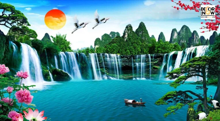 Tranh phong thủy cho người mệnh thủy giúp thu hút tài lộc, vượng khí 5 tranh thác nước