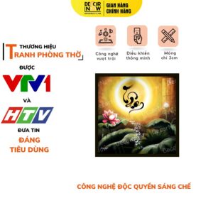 Tranh Hiện Đại In Vuông Mẫu Hoa Sen Chữ Tâm DECORNOW DCN-HD59