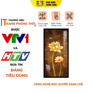 Tranh Đèn Hiện Đại In Đứng Mẫu Hoa Sen Nền Nâu DECORNOW DCN-HD791