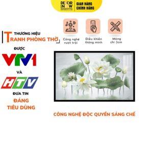 Tranh Đèn Hiện Đại In Ngang Hoa Sen Trắng LáDECORNOW DCN-HD806