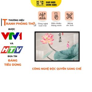 Tranh Đèn Hiện Đại In Ngang Mẫu Hoa Sen Chữ Hán DECORNOW DCN-HD810