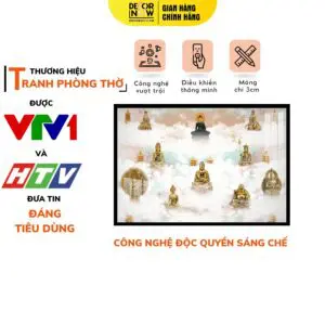 Tranh Trúc Chỉ In Ngang Họa Tiết Mây Trời 10 Phật DECORNOW DCN-HD818