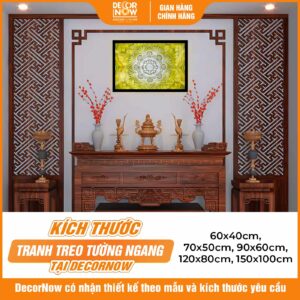 Kích thước tranh trúc chỉ in ngang Mandala mã TC545